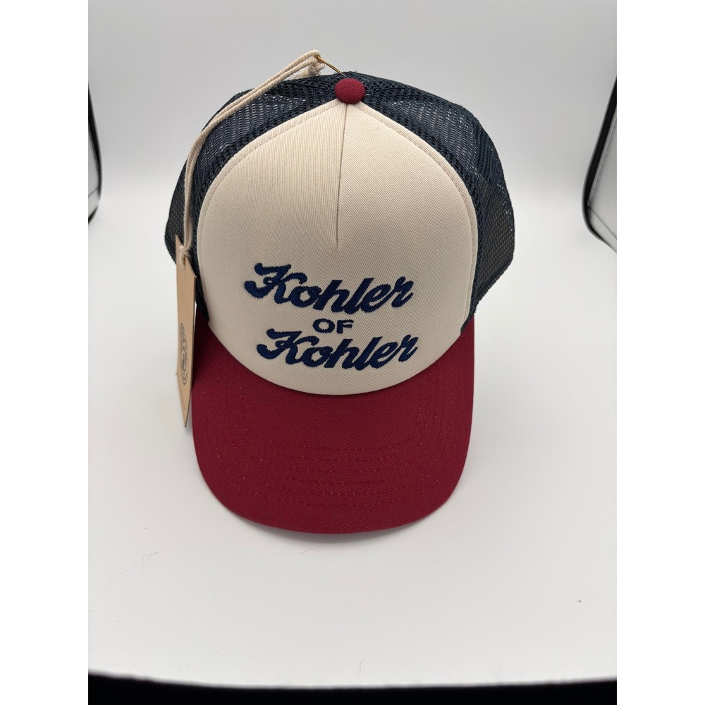 Kohler of Kohler Heritage Series Trucker Hat Mens OSFA Red Cream Mesh Snapback